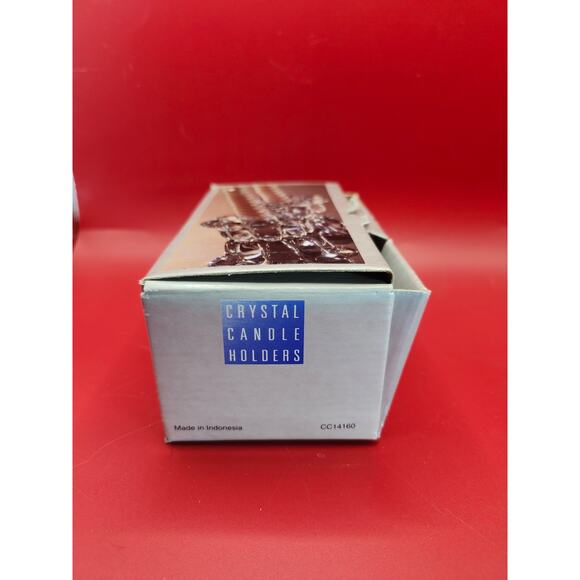 Elegance Crystal Candle Holders Set of Two, 2-Inch Scalloped Flowers Vtg in Box - Picture 8 of 8